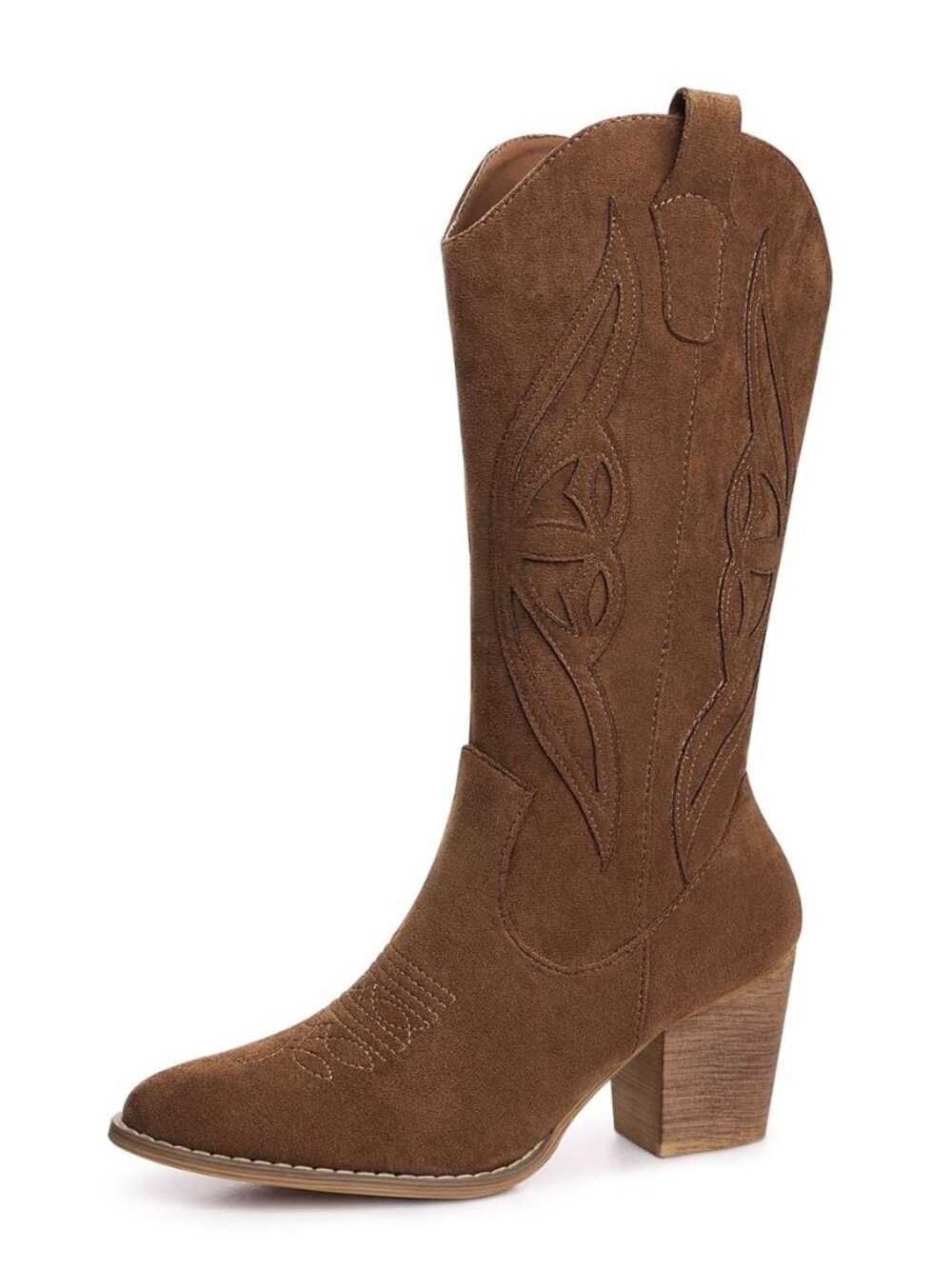 Mid Calf Cowboy Boots for Women High Heel Pointed Toe Cowgirl Boots Western